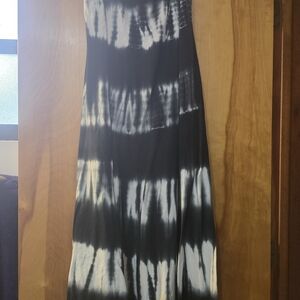 Blue and White Tie-Dye Maxi Skirt